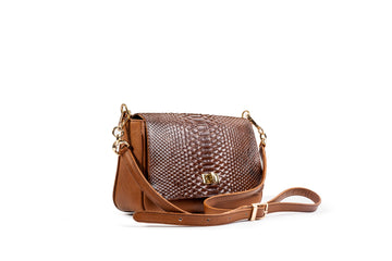 Quintana Python-Flap Leather Crossbody Bag, view 1
