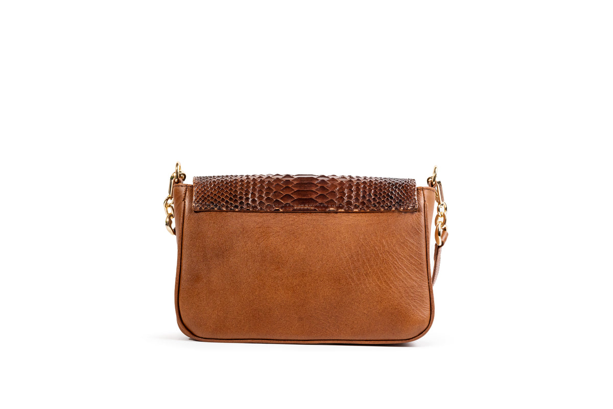 Quintana Python-Flap Leather Crossbody Bag, view 3