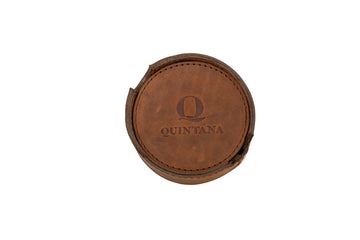 Quintana Leather Coaster Set with Holder in brown, holder