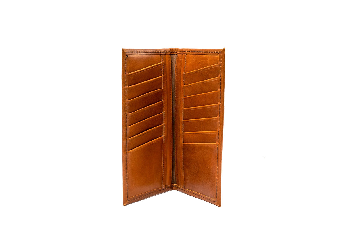 Quintana Leather Checkbook Carrier and Wallet in honey, card slots