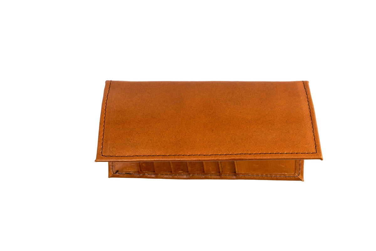 Quintana Leather Checkbook Carrier and Wallet in honey, closed view